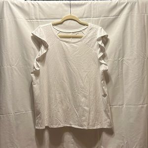 LOFT Outlet Women’s White Flutter Sleeve Top, Size XL NWOT